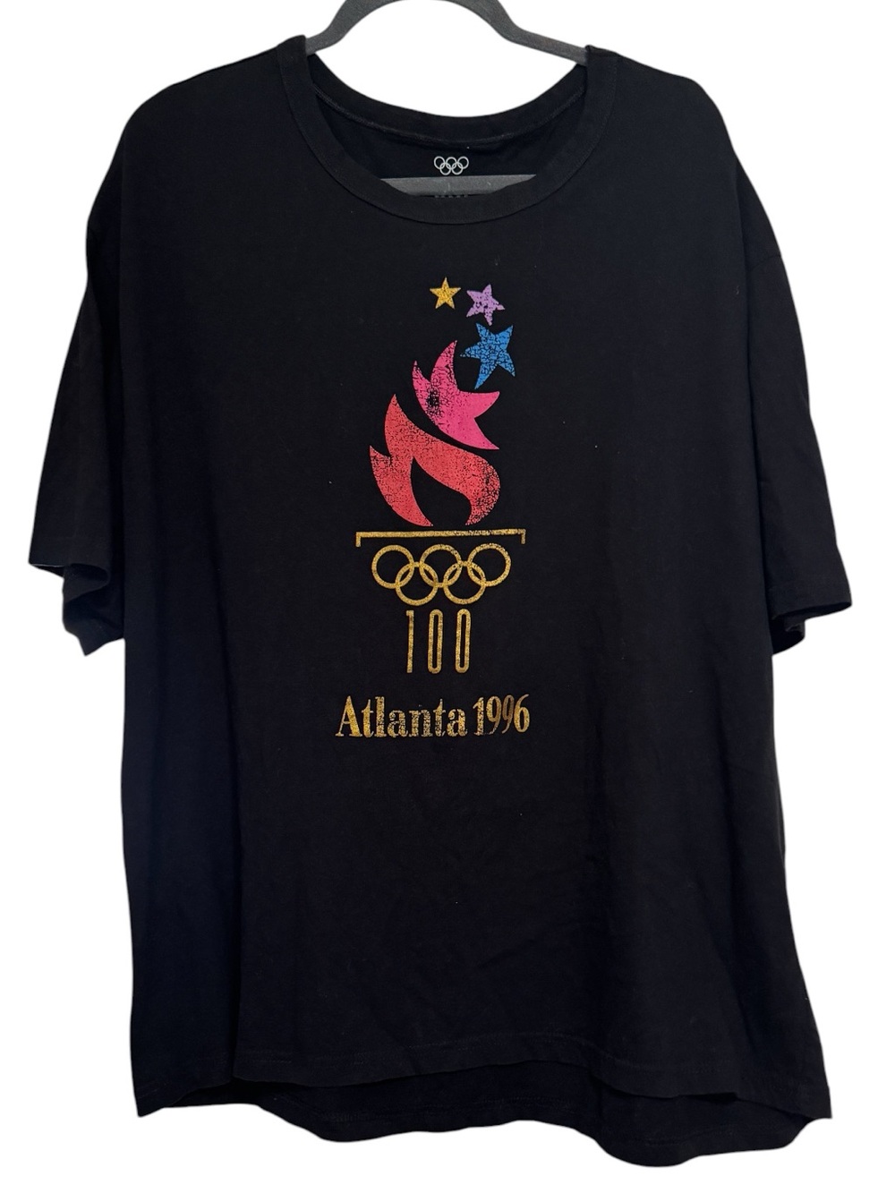 Vintage 1996 Atlanta Olympics Shirt Black Centennial Torch Graphic Tee Size XXL